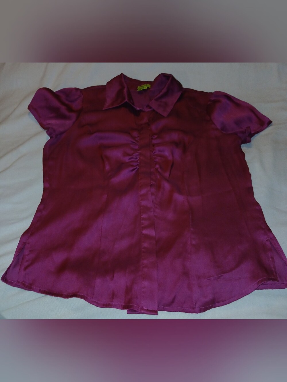 Pre-loved Women's Agora Satin Short-Sleeve Blouse - Magenta